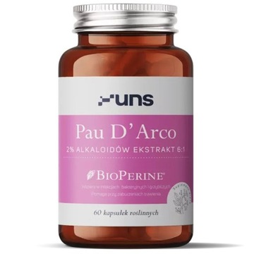UNS Pau D'Arco 2% Alkaloidów Ekstrakt 6:1 60vegcaps EKSTRAKT Z KORY LAPACHO