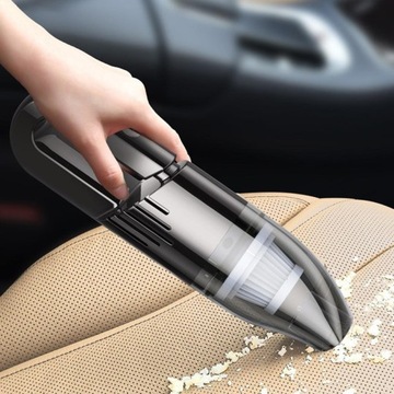 Портативный автомобильный пылесос с высокой мощностью всасывания, беспроводной для влажной и сухой уборки.