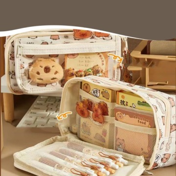 Большой 9-панельный пенал в виде капибары Бежевого цвета с 25 аксессуарами | 22 х 13 см