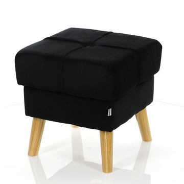 Pufa Welurowa Drewno Czarna Welur OTWIERANA 38cm