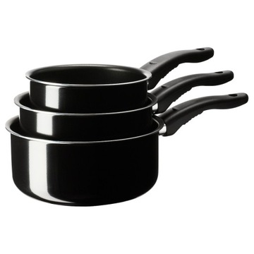IKEA KAVALKAD Rondel 3 szt. teflon czarny garnki