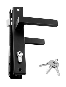 КОМПЛЕКТ ВОРОТ, ЗАМОК, РУЧКА, ВСТАВКА, ЧЕРНЫЙ