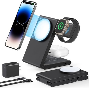 Ladowarka bezprzewodowa 3w1 MagSafe Charger iPhone, Apple Watch, AirPods
