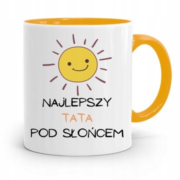 KUBEK ŻÓŁTY DZIEŃ OJCA NAJLEPSZY TATA POD SŁOŃCEM z Nadrukiem ze Zdjęciem