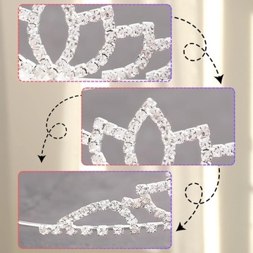 Обруч для волос Диадема с цирконами Свадебный СЕРЕБРЯНЫЙ Декоративная корона для принцессы