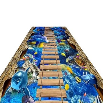 CHODNIK DO PRZEDPOKOJU HOLU GRAFIKA 3D RYBA 60x200
