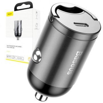 BASEUS SZYBKA ŁADOWARKA SAMOCHODOWA USB-C 30W DO ZAPALNICZKI MOCNY ZASILACZ