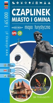 MAPA TURYSTYCZNA MIASTO I GMINA CZAPLINEK 1:65 000 3D GPS + 4 PLANY JEZIOR
