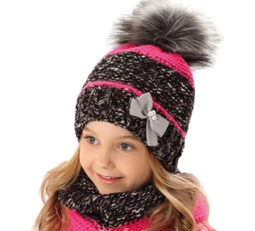 Komplet zimowy czapka i komin 52-56 Wełna Alpaca
