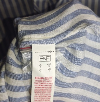 F&F bluzka damska koszulowa lniana w paski 36 jnowa