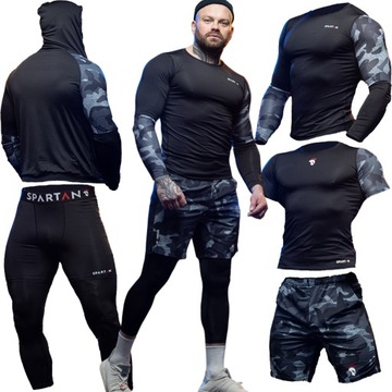 BLUZA KOSZULKI SPODNIE SPODENKI DRES DRESOWA KOMPRESYJNA MĘSKA KOMPLET 5w1
