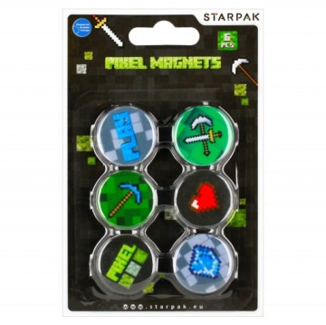 MAGNESY KOLOROWE PIXELE GAME 30MM ZESTAW 6 SZTUK BLISTER STARPAK