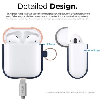 Elago Duo Hang bezprzewodowe etui ładujące do AirPods 1&2 niebieski/brzoskwiniowy/szary