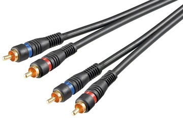 Kabel przewód łączący stereo 2x cinch 2x ekranowany 5m