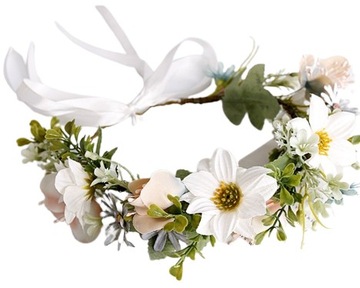 WIANEK NA GŁOWĘ OPASKA OZDOBA ŚLUB KOMUNIA KWIATY