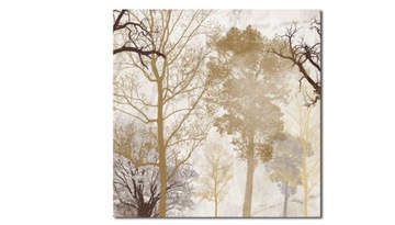 obraz DRZEWO 14 - 60x60cm na płótnie beż brąz
