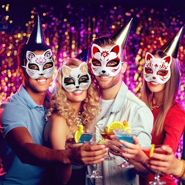 МАСКА КОШКИ КОСТЮМНЫЕ БУМАЖНЫЕ МАСКИ 6 ШТ.