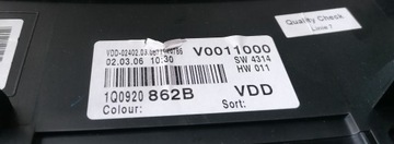 VW EOS 06R 2.0 FSI PŘÍSTROJOVÁ DESKA BUDÍK 1Q0920862B