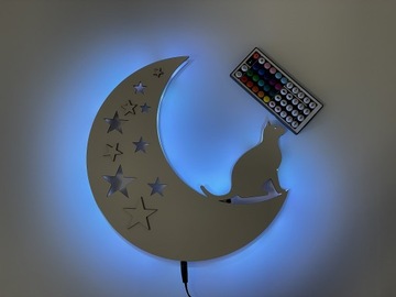 Светодиодный ночник CAT ON THE MOON RGB REMOTE с блоком питания