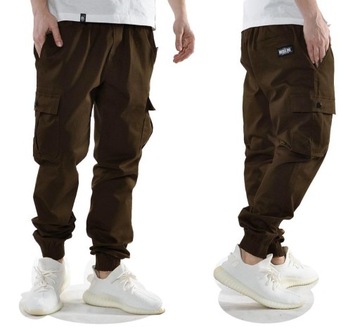 Spodnie XL Bossline Cargo Joggery Hebanowe polskie bojówki luźne baggy