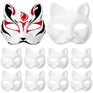 MASKA NA TWARZ KOTA DIY MALOWALNA MASKA IMPREZOWA COSPLAY MASKA IMPREZOWA 10szt