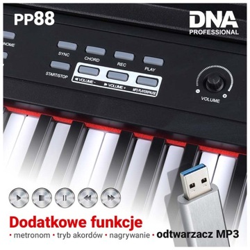 DNA PP 88 PIANINO CYFROWE PEŁNOWYMIAROWE KEYBOARD DO NAUKI GRY 88 KLAWISZY