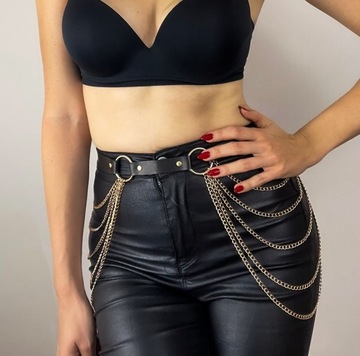 Pas na biodra skórzany sex bdsm goth XXXXL SKÓRA goth punk uprząż harness