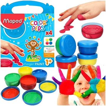 FARBY DO MALOWANIA PALCAMI 4 KOLORY W SŁOICZKACH COLORPEPS MAPED