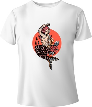T-shirt Oldschool Mermaid Biały XXL