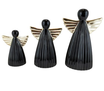 ANIOŁ CERAMICZNY CZARNO ZŁOTY MAŁY