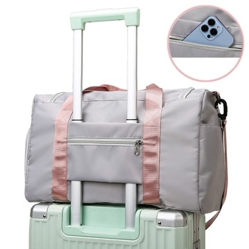 TORBA PODRÓŻNA DAMSKA SPORTOWA SZAROBEŻOWA BAGAŻ PODRĘCZNY DO SAMOLOTU