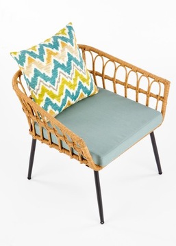 FOTEL DO SALONU RATTAN SYNTETYCZNY NATURALNY