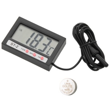 TERMOMETR MIERNIK TEMPERATURY ZEWNĘTRZNY WEWNĘTRZNY LCD ZEGAR PRECYZYJNY