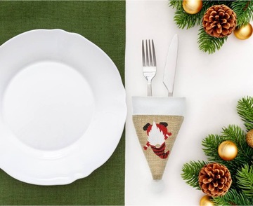 ŚWIĄTECZNE ETUI NA SZTUĆCE Z JUTY SKRZAT NA ŚWIĘTA