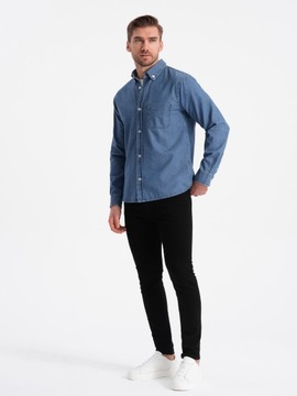 Klasická pánska džínsová košeľa SLIM modrá OM-SHDS-0116 L