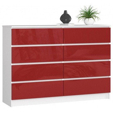 KOMODA FRONTY CZERWONY POŁYSK SZAFKA 140cm