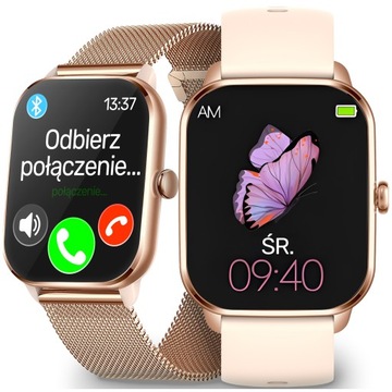 SMARTWATCH ZEGAREK DAMSKI POLSKIE MENU ROZMOWY SMS SMART WATCH + 2 PASKI