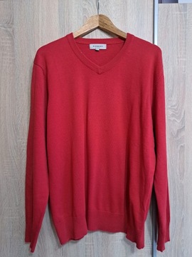 BURBERRY LONDON czerwony bawełniany sweter męski łaty na łokciach XXXL