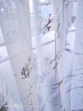 Штора Etamina, серебряные аппликации БЕТОН/МРАМОР, высота 300 см