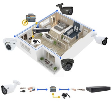 НАБОР ИЗ 12 КАМЕР НАРУЖНОГО НАБЛЮДЕНИЯ ДЛЯ ДОМАШНЕГО ОФИСА СКЛАДСКОГО ДОМА 5MPx DVS