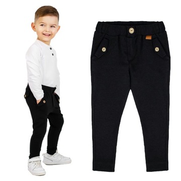 Spodnie slim fit eleganckie święta, wesele, wygodne 128/134 czarne