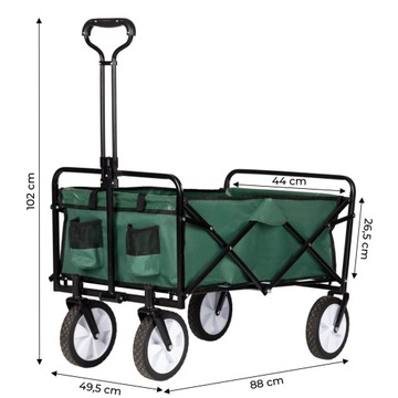Складная большая тележка для транспортировки в пляжный сад, зеленая, с усиленным дном