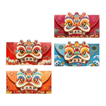 4x Czerwone koperty noworoczne Tradycyjne pakiety upominkowe Najlepszy styl A