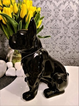 Керамическая фигурка черного бульдога H32