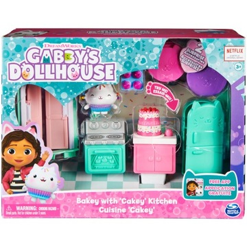 KOCI DOMEK GABI ZESTAW KUCHNIA FIGURKA ŁAKOTEK CAKEY + LODÓWKA I AKCES.