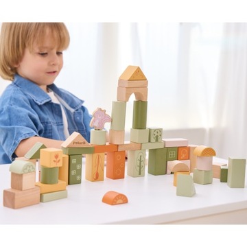 НАБОР ДЕРЕВЯННЫХ БЛОКОВ VIGA PolarB ЗЕЛЕНЫЕ ЖИВОТНЫЕ, 50 ЭЛЕМЕНТОВ