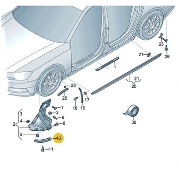 A5 8W SPOILER PODBĚHU LEVÝ PŘEDNÍ 8W0853833 A4 B9