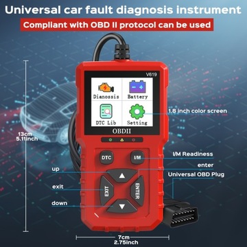 Диагностический инструмент сканера OBD2, считыватель кодов сканера OBDII/EOBD,