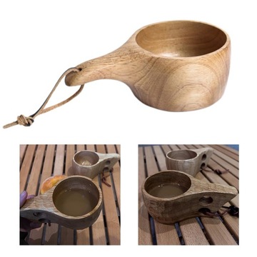 Ręcznie robiony kubek Kuksa w stylu nordyckim o wymiarach 18x6x10,5 cm