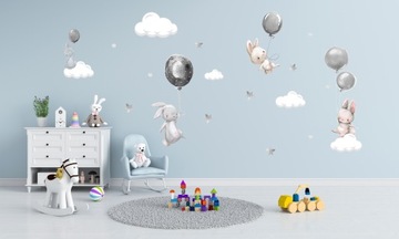 Наклейка на стену из воздушных шаров кролика для детей